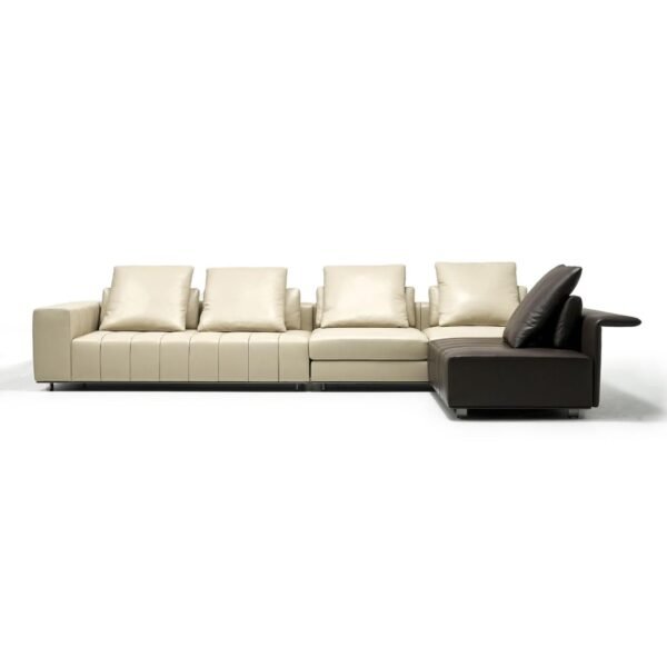 Premium L-Shaped Cowhide Leather Sectional Sofa