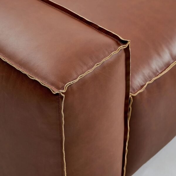 Classic Modular Cowhide Leather Sofa with Block Design