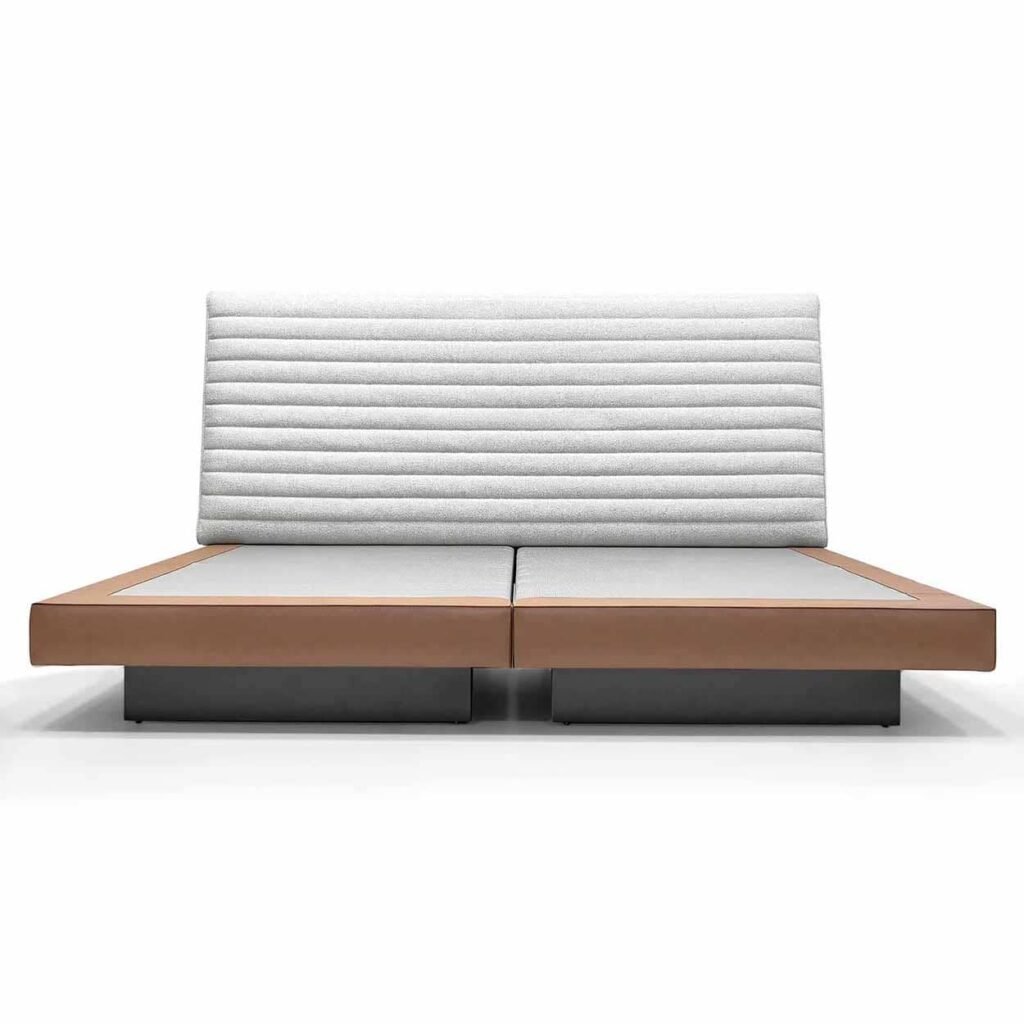 Minimalism Bed with a Modern Leather and Fabric Fusion