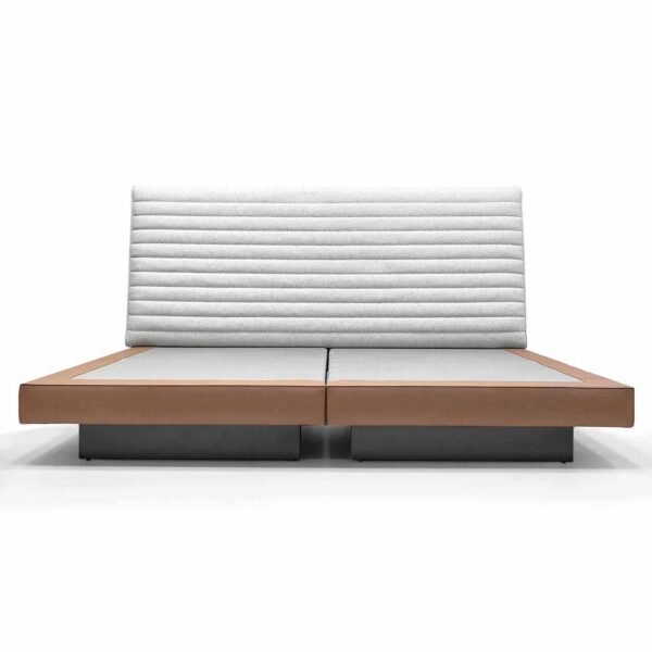 Minimalism Bed with a Modern Leather and Fabric Fusion