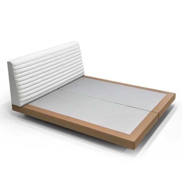 Minimalism Bed with a Modern Leather and Fabric Fusion