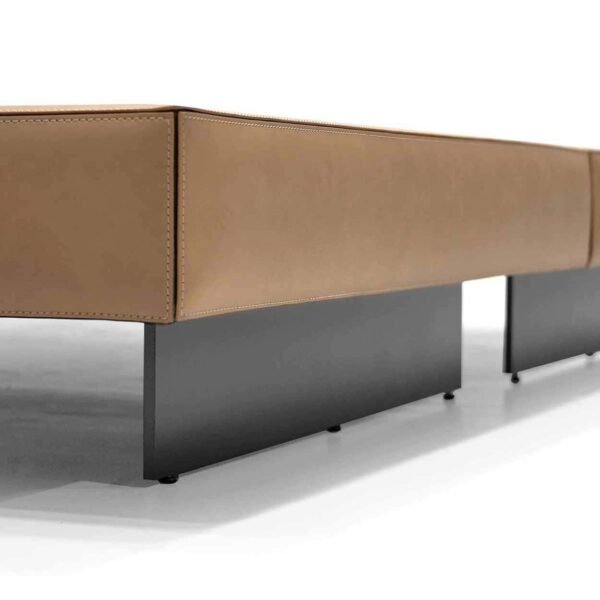 Minimalism Bed with a Modern Leather and Fabric Fusion