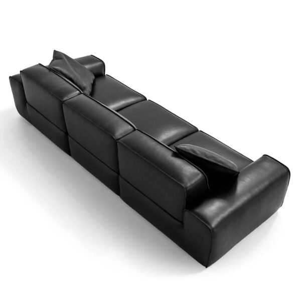 Modern Black Modular Sofa in Genuine Cowhide Leather_1