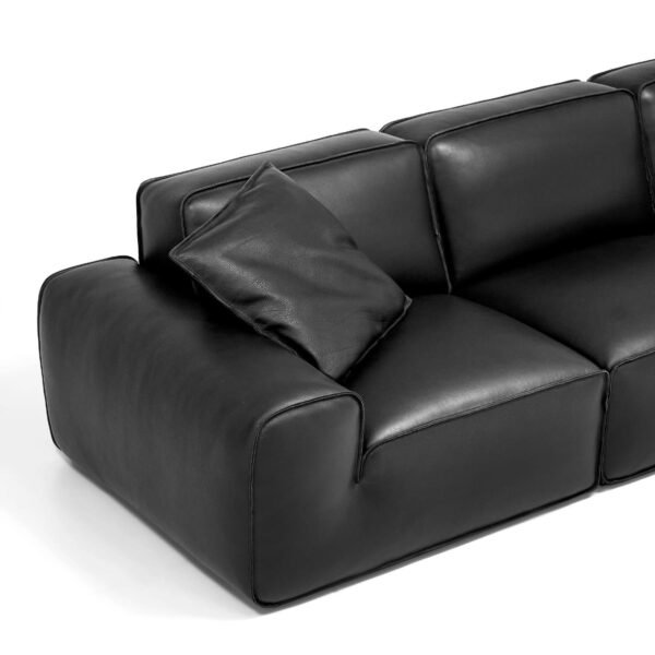 Modern Black Modular Sofa in Genuine Cowhide Leather_1