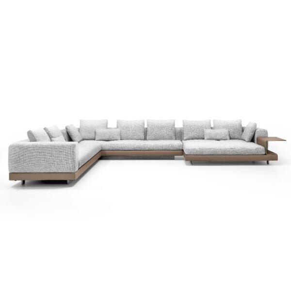 U-Shaped Sofa with Chaise Lounge and Integrated Coffee Table_1