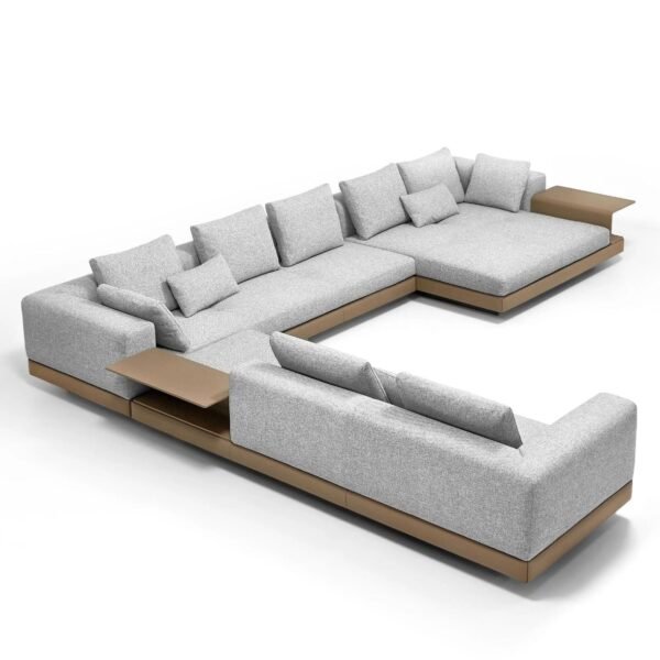 U-Shaped Sofa with Chaise Lounge and Integrated Coffee Table