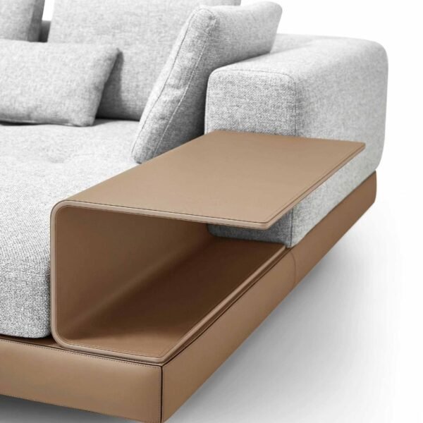 U-Shaped Sofa with Chaise Lounge and Integrated Coffee Table